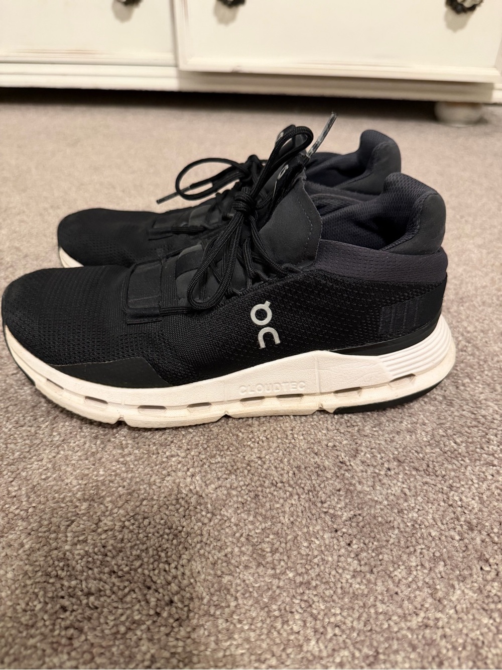 On Running Women's Black and White Cloud Sneakers